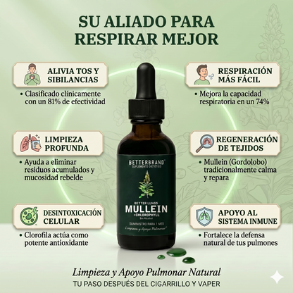 Extracto Herbal de Gordolobo y Clorofila Betterbrand 🌿🌿🌿 | Desintoxicación para Fumadores 🚬🚬🚬 | Mejora la Salud Respiratoria 🫁🫁🫁 | Elimina flemas y mocos en pecho y garganta 🫧🫧🫧
